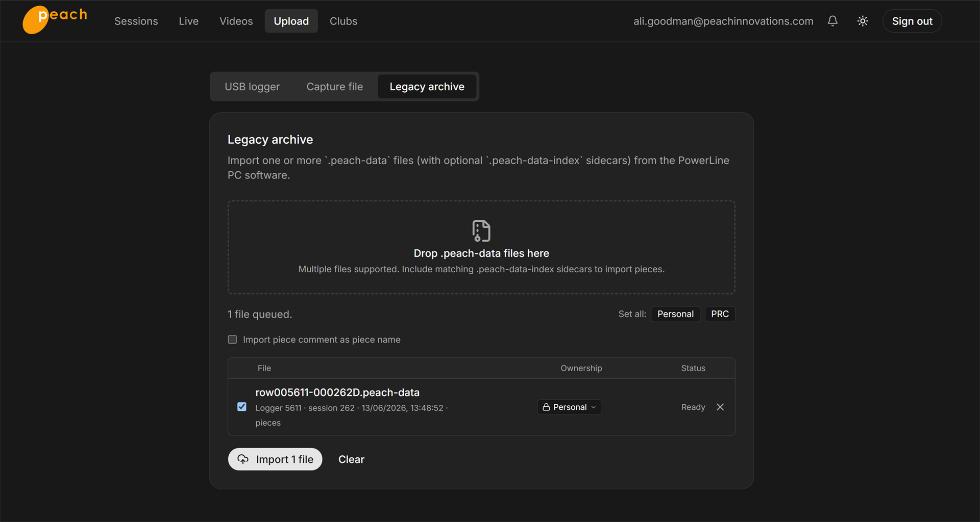 Legacy import — automatic athlete and piece detection